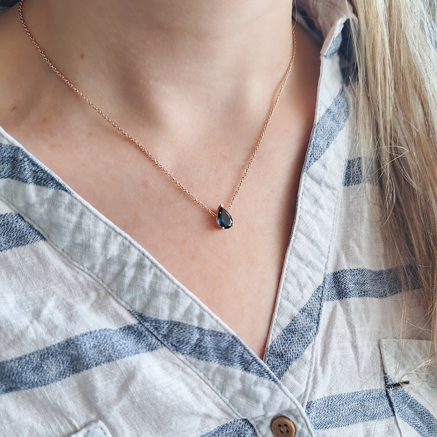 שרשרת טיפה | בלו טופז