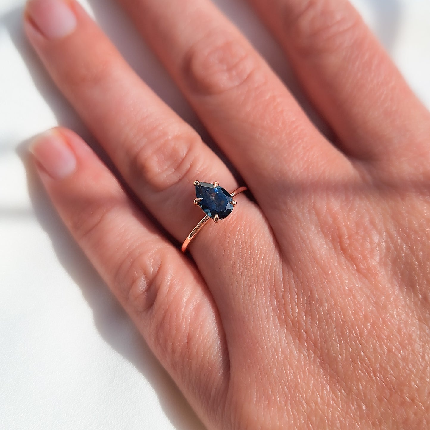 טבעת רוז גולד | בלו טופז