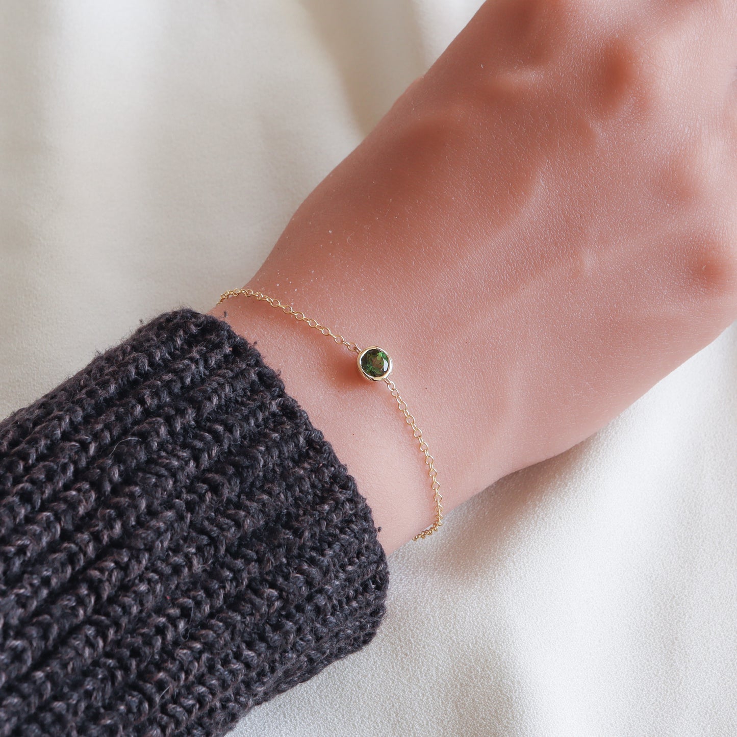 צמיד זהב | טורמלין ירוק