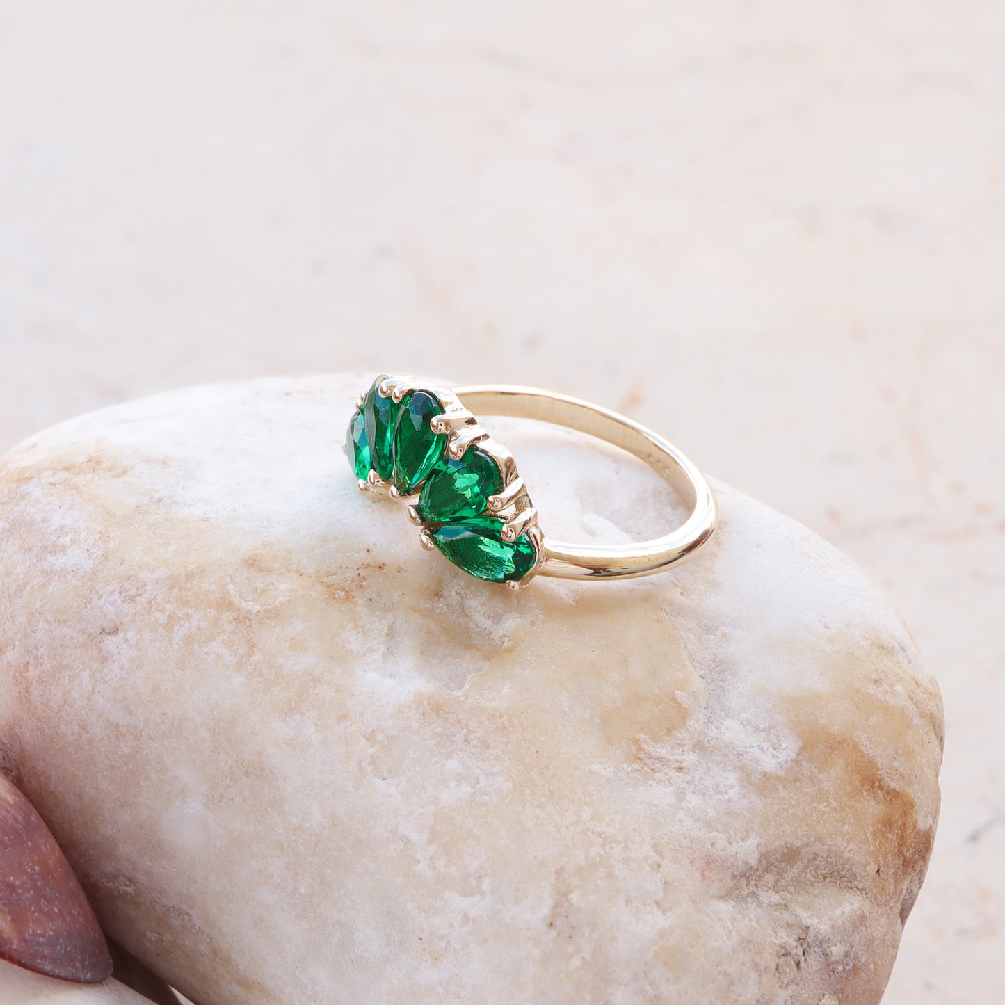 Emerald Drop Five-Stone Ring | Yellow Gold