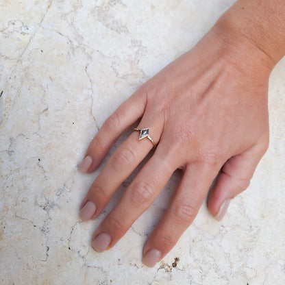 Geometric Salt & Pepper Diamond Trio Ring | Yellow Gold