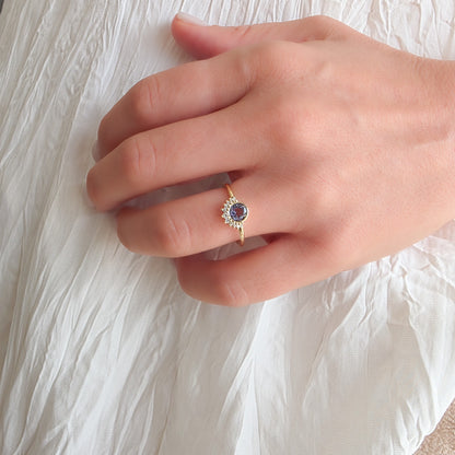 Lavender Sapphire and Diamond Crown Ring | Yellow Gold