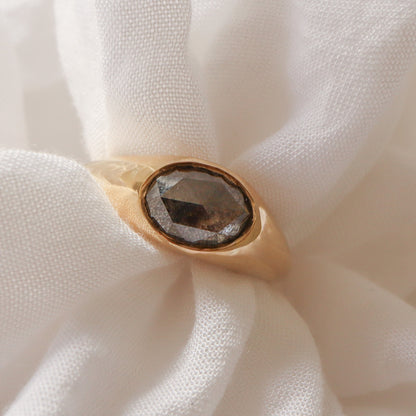 טבעת חותם | יהלום אובל Salt & Pepper