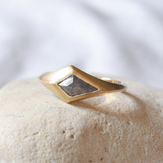 טבעת חותם | יהלום דלתון Salt & Pepper