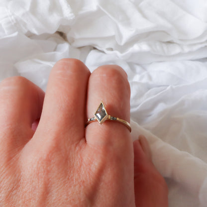 Geometric Salt & Pepper Diamond Trio Ring | Yellow Gold