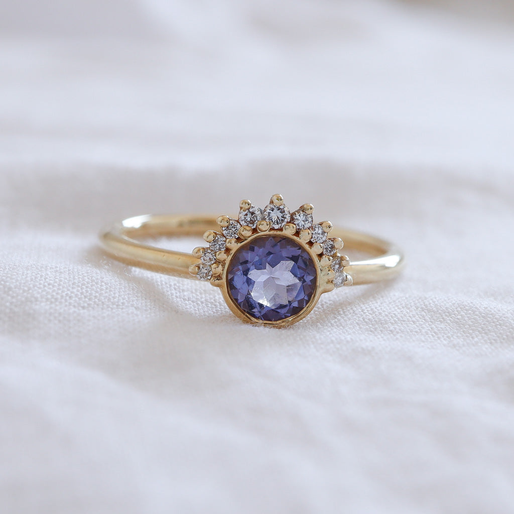 Lavender Sapphire and Diamond Crown Ring | Yellow Gold