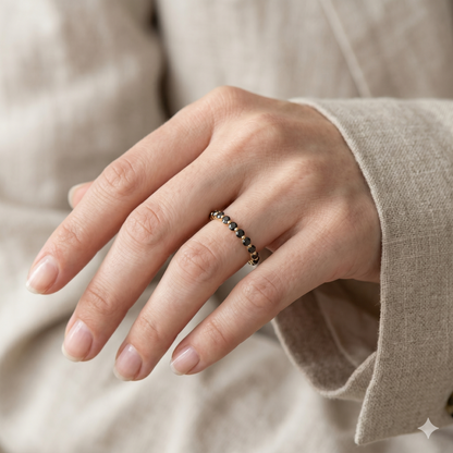 Black Diamond Bubble Eternity Band | Yellow Gold