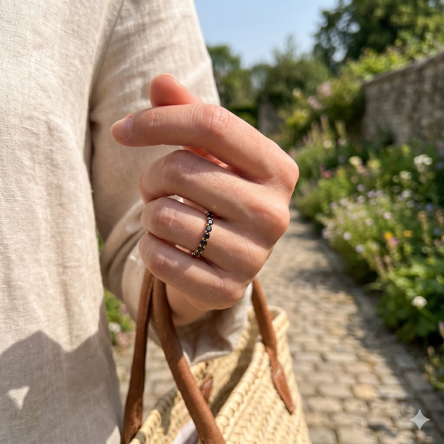 Black Diamond Bubble Eternity Band | Yellow Gold
