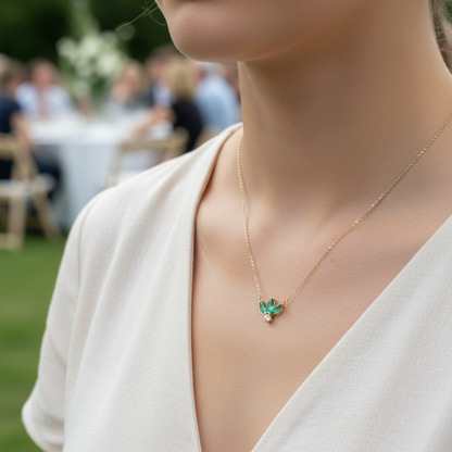 שרשרת זהב | שלושה אמרלדים ויהלום