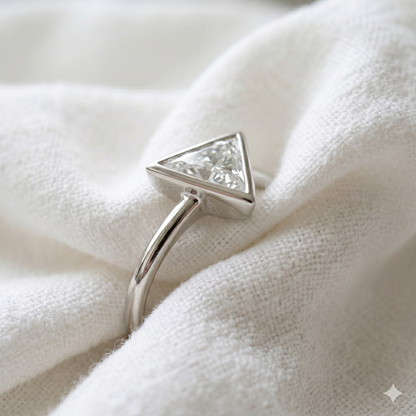 Triangle Diamond Geometric Ring | White Gold