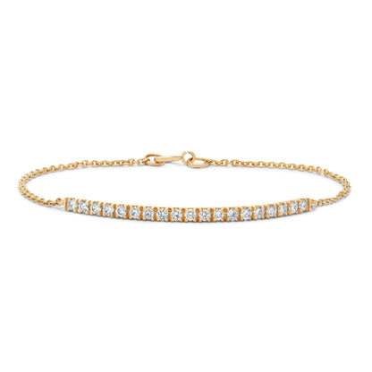 Half Diamond Bar Bracelet in Solid Gold displayed on a white background